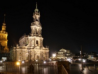 Schloßkirche und Semperoper  Dresden bei Nacht : Dresden, Stadtansicht, Architektur, Kulturerbe