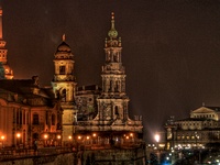 Brühlsche Terasse  Dresden bei Nacht : Dresden, Stadtansicht, Architektur, Kulturerbe
