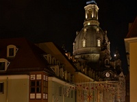 Münzgasse mit Frauenkirche  Dresden im Advent : Dresden, Stadtansicht, Architektur, Kulturerbe